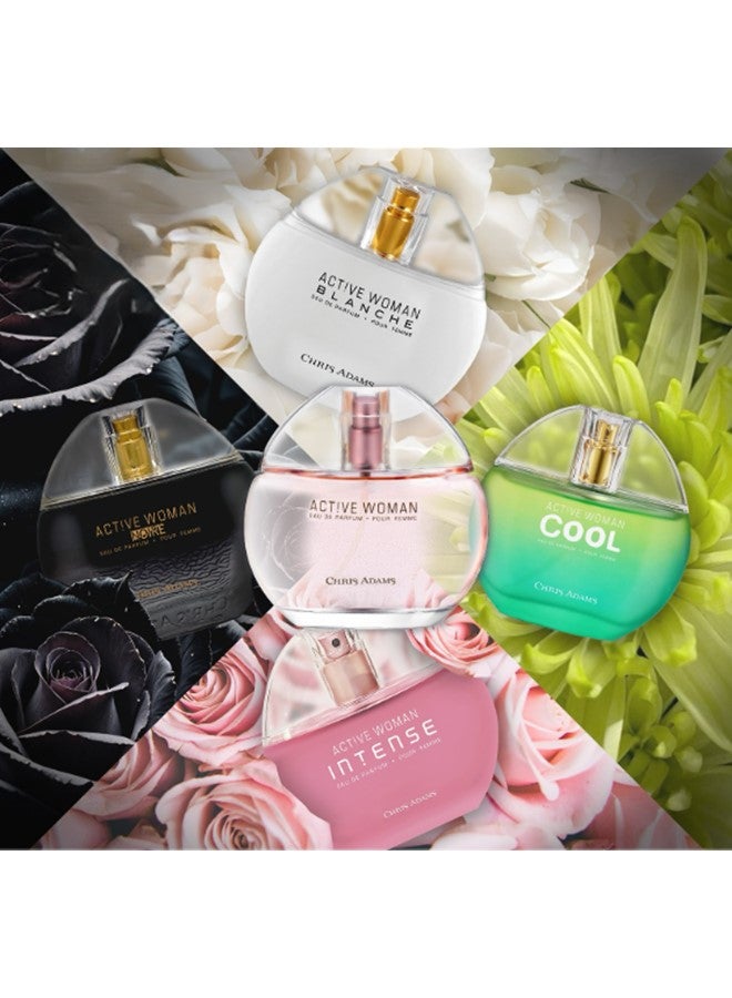 Chris Adams 5-Piece Active Woman, Noire, Blanche, Intense And Cool Eau De Parfum Set Luxury Long-Lasting Perfumes for Women - Image 2